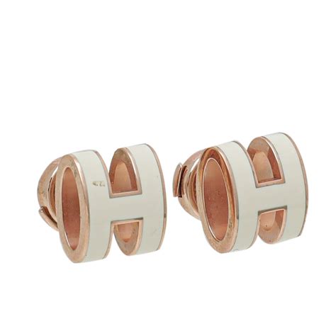 hermes pop h earrings white.